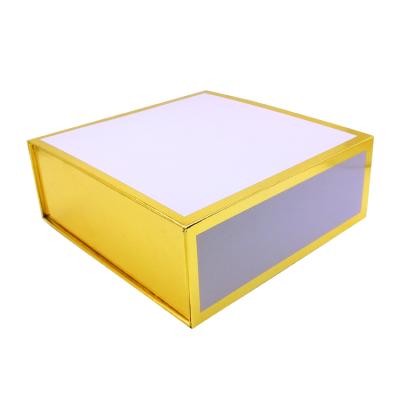 China Recyclable Luxury Flat Pack Folding Cardboard Paper White Box Ribbon Closures Book Shaped Foldable Packaging Gift Boxes With Magnetic Lid for sale