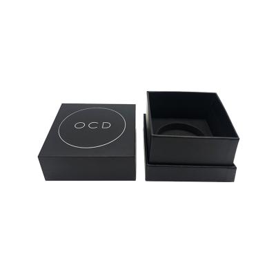 China Recyclable Custom Logo Luxury Black Rigid Candle Gift Packaging Paper Boxes With Foam Insert for sale