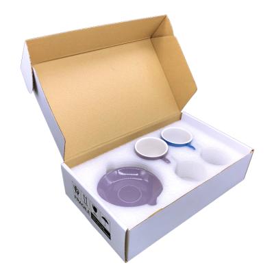 China Recyclable Tableware Coffee Cup Gift Packaging Bubble Mailer Cutlery Set Empty Paper Boxes Tea Cup And Saucer Box Corrugated Box For Glass for sale