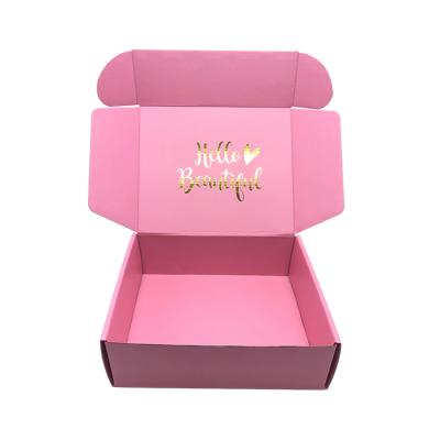 China Recyclable Custom Pink Packaging Paper Boxes Jewelry Corrugated Shipping Gift Box for sale