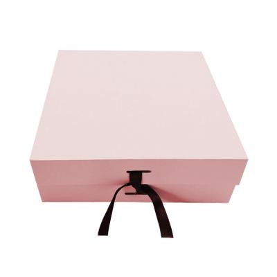 China Recyclable Luxury Custom Flat Magnetic Cosmetics Gift Box Clothing Shoe Packaging Cardboard Box For Dress With Ribbon for sale