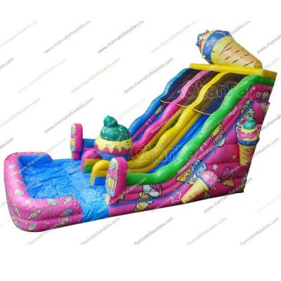 China Outdoor Inflatable Waterproof Commercial PVC Hot Sale PVC Slide/Wet Ice Cream Dry Water Slide for sale