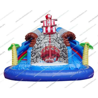 China Inflatable PVC Pirate Backyard Water Slide Pool Slides Commercial Inflatable Water Slide With Pool For Sale for sale