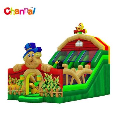 China 0.55mm PVC Outdoor Commercial Bouncy Castle Inflatable Scarecrow Slide Farm Slide Party Team Sports Slide Dry Slide for sale