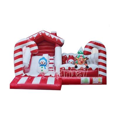 China Commercial Merry Christmas PVC Gift Box Bounce Bounce With Slide 3 In 1 Combo Christmas Inflatables For Kids for sale