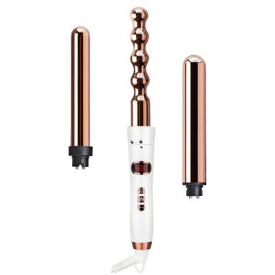 China Aluminum Hair Curler 3 in 1 Rose Gold Hair Curler and Hair Straightener Set for sale