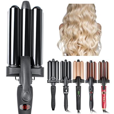 China Standard 3 Barrel Curling Hair Wave Hair Curler Professional Salon Ceramic Coated Iron Standard Hair Curler for sale