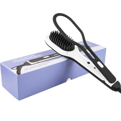 China Feature and Hair Straightener Brush Ceramic Hair Curler Straightener Comb Set for sale