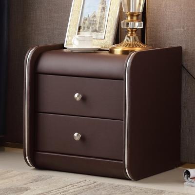 China China faux leather PU solid wood bedeside table or night stand with two drawers on sale for sale