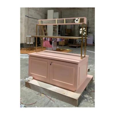 China Modern Customized MDF Baking Painting Showcase Display Stand Contact Lens Counter Cosmetic Cabinet Makeup Display for sale