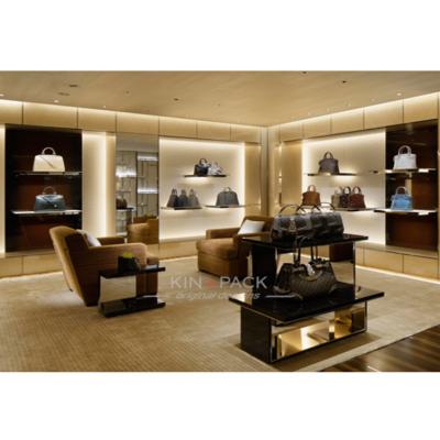 China Modern Shop Counter Design Customized Good MDF Handbag Shop Shop Counter Design Pictures Show Furniture for sale