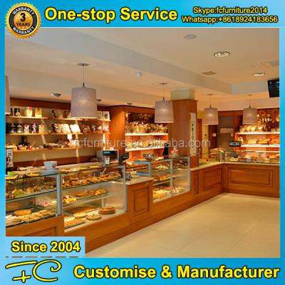 China Modern and Fashion Food Showcase Modern Wood and Glass Food Display Showcase for sale