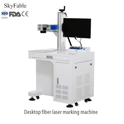 China Desktop Fiber Laser Marking Machine Automated Metal Plastic Glass Ceramic Laser Engraving Machine for sale