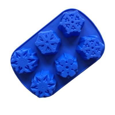 China Viable Amazon Hot Sale 6 Holes Snowflake Silicone Cake Mold Cake Tool for sale