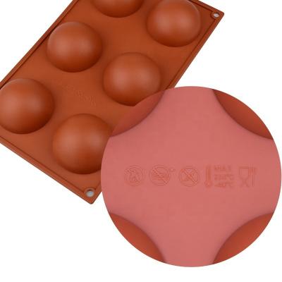 China Large 6 Cavities Semi Sphere Viable Silicone Mold Semicircular Shaped Baking Mold For Making Chocolate Cake Molds for sale