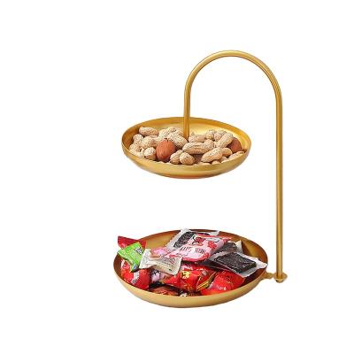 China 2 Tier Gold Dessert Candy Storage Metal Cake Stands Viable Wholesale for sale