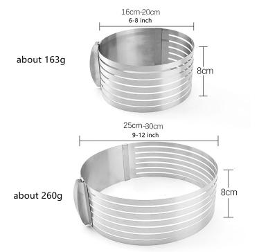 China New Viable Hot Baking Tools 6-12 Inch Stainless Steel Mousse Cake Layer Adjustable Round Circle Mousse Cake Slicer Mold for sale