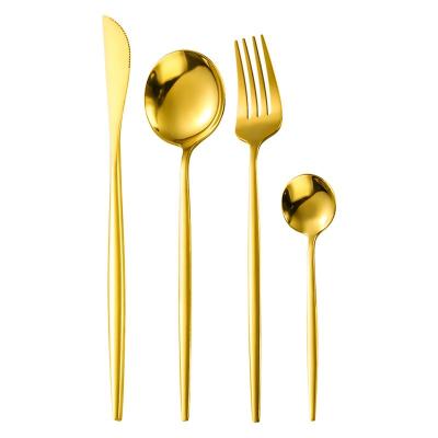 China Sustainable Stainless Steel Gold and Black Cutlery Steak Knife Fork Teaspoon Cutlery Set for sale