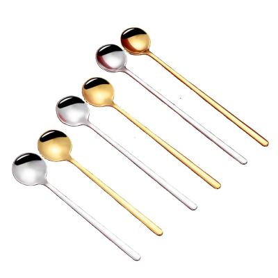 China Long Handle Viable Honey Spoon Stainless Steel Ice Spoon Spoon Kitchen Mixing Accessories for sale