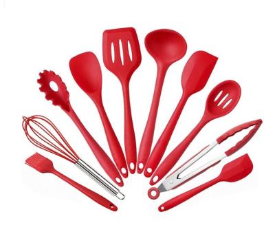 China 10 Pieces Durable Silicone Cookware Set Nonstick Heat Resistant Kitchenware Set with Cooking Spatula Spoon Tool for sale