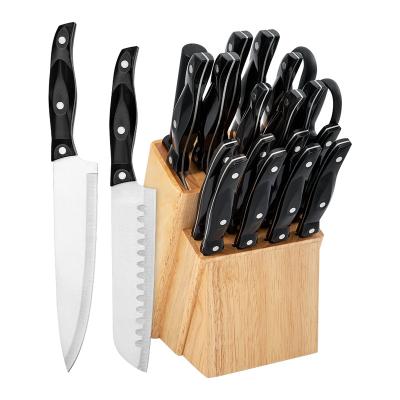 China Sustainable 19-Piece Kitchen Knife Set with Block, Ergonomic ABS Handle for Chef Knife Set, Knife Sharpener and Kitchen Shears for sale