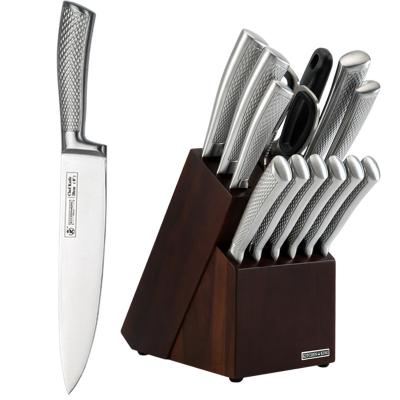 China Sustainable Kitchen King 14 Piece Full Premium Stainless Steel Kitchen Knife Set With Block for sale