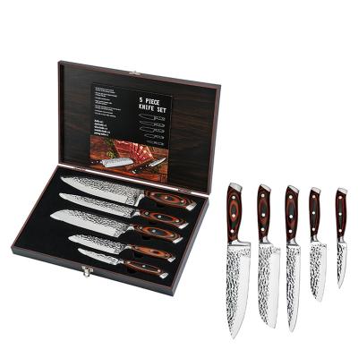 China Hot Selling Viable Kitchen King 6 Pieces Stainless Steel Sharp Wooden Handle Kitchen Knife Set With Wooden Box for sale