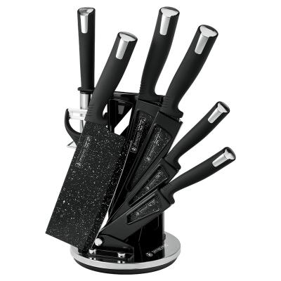 China Kitchen Viable King Black Coat Painting Knife Set 8 Pcs Chef Knife Set Marble Coat With Stand for sale