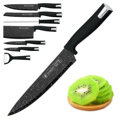 China Kitchen Viable King Goods High Quality Kitchen Knives Set 8 Pcs Kitchen Knife Black Marble Painting Stainless Steel for sale