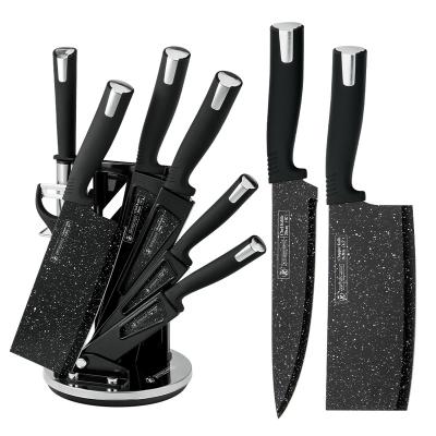 China Kitchen King Stainless Steel Viable Black Marble Coating Knives Set For Kitchen Luxury High Quality Kitchen Knife Set With Stand for sale