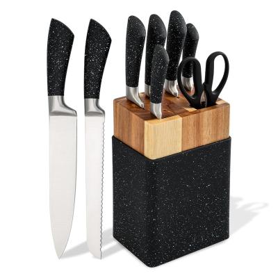 China Sustainable Kitchen King 7-Piece Professional Kitchen Knife Set With Marble Block And Handles With Wooden Block for sale