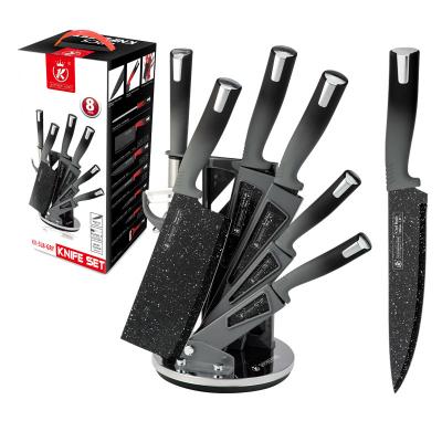 China Viable Exclusive Kitchen King 8pcs Gray Gradient Color Knife Set High Carbon Stainless Black Coated Steel Knife Set With Acrylic Holder for sale