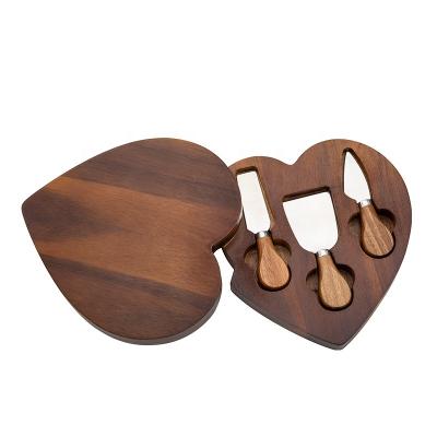 China Yangjiang Sustainable Factory Wooden Handle 4 Piece Cheese Cutter Board And Knife Set for sale