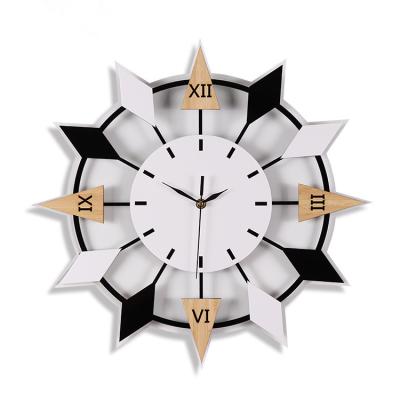 China Polygon luxury modern simple creative wall clock wholesale 3D acrylic mute wooden clock for sale