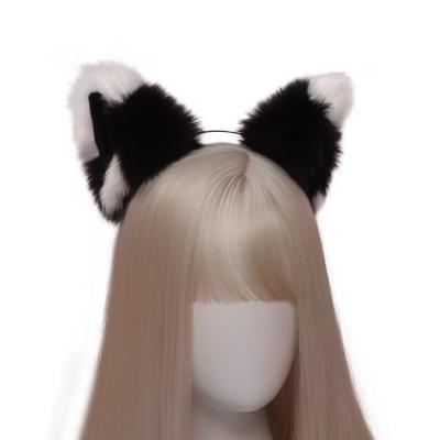 China SUGAR Women Realistic Long Furry Cat Ears Headband Lolita Kawaii Anime Halloween Party Cosplay Animal Hair Circle Headpiece Fashion for sale