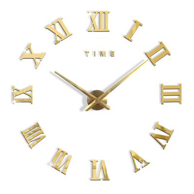 China Large Mirror Wall Clocks 3D Clock Roman Numeral Acrylic Home Decor DIY Watch CREATIVE Wall Clock for sale