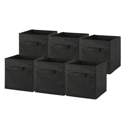 China Gray Colors Custom Size Foldable Nonwoven Folding Storage Boxes and Trash Bins Viable Black Storage Box for sale