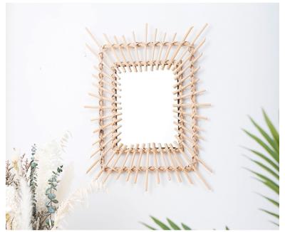 China Mordern Gold Bamboo Mirror Bamboo Wall Mirror Square Mirror Frame Wall Art Decoration for sale