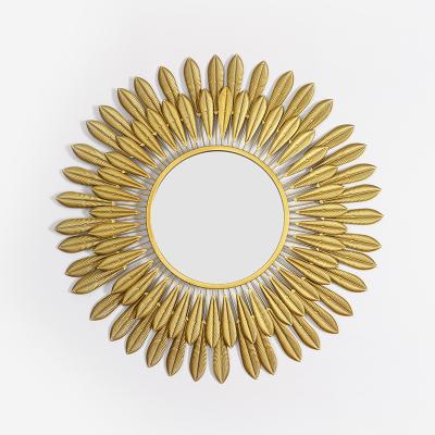 China Streamlined modernity luxury mirror wall metal sunburst decorative wall mirror wall mirror feather for sale