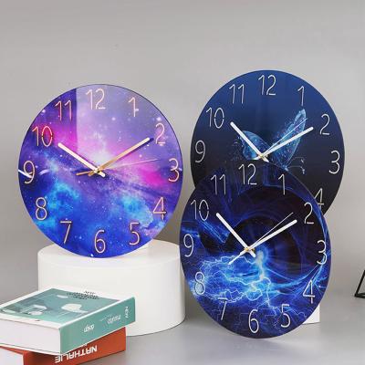 China LUMINOVA Tempered Glass Mute Quartz Clock Wall Clock For Living Room Decoration Creative Home Clock Wall Watch for sale