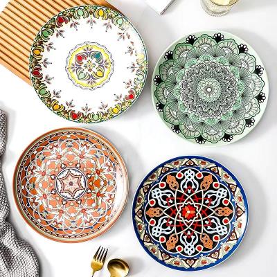 China Hot Viable Moroccan Ceramic Dish Porcelain Bohemian Dishes and Dishes for Kitchen Dinnerware Set for sale