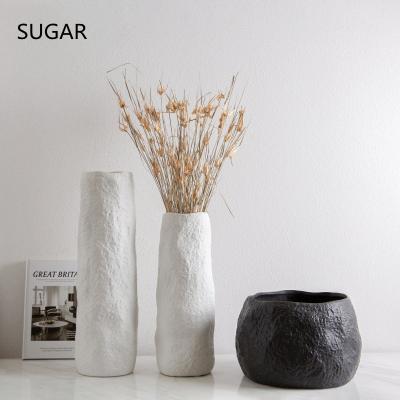 China Minimalist House Decoration Luxury Sugar Vase Accessories Interior Bisque White Ceramic Vase For Home Decor for sale