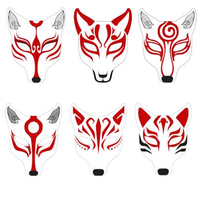 China Classic Red Hand Painted Japanese Anime Fox DIY Mask Cosplay Ball Props Popular Festival Celebration Halloween for sale