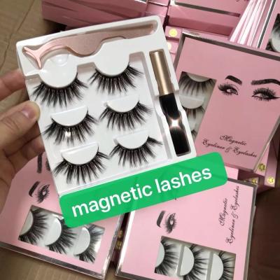 China Soft Natural 3 Pairs Magnetic Eyelashes with Glamnetic Natural Long Lasting Look Kit Eyeliner and Quick Dry False Lashes with Applicator for sale