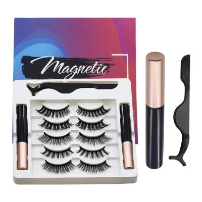 China New Natural Soft 5 Pairs Magnetic False Eyelashes With Dual Magnetic Eyeliner Kit for sale