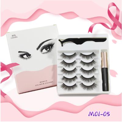 China New Arrival Soft Natural 5 Pairs Magnetic False Mink Eyelashes Makeup Tools for sale