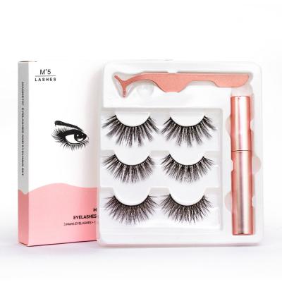 China Dropshipping Natural Soft False Eyelashes Magnetic Eyelash With Glueless Reusable Eyeliner Magnetic Set for sale