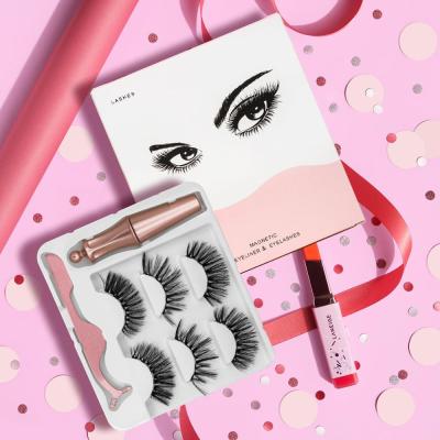 China Natural Soft High Quality Magnetic Eyelashes False Eyelashes Set Natural Look Eyelashes 3 Pairs for sale