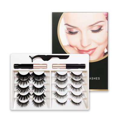 China Soft Natural 10 Pair Mink Vendor 5d Logo Custom Magnetic Eyelashes with Tweezers and Eyeliner for sale