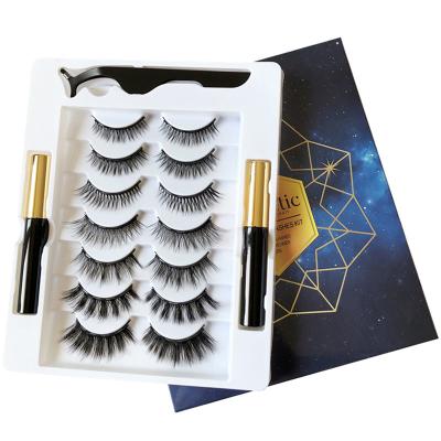 China 2021 Most Popular Natural Soft Eyelashes With Magnetic Eyeliner 7 Pairs Magnetic Lash Magnetic Eyelash Triple Magnet for sale